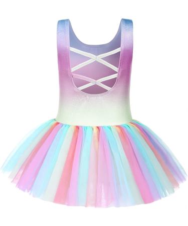 Arshiner Little Girls Sparkly Sequin Ballet Tutu Dress - Rainbow, 6-7 Years - Buy Online on GoSupps.com