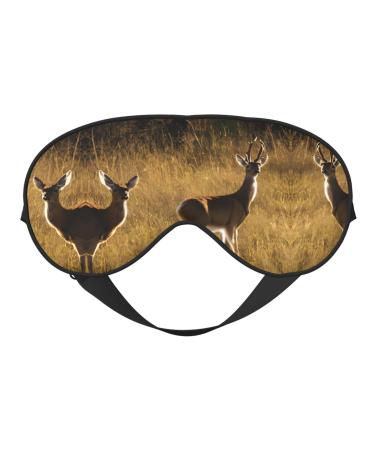 Cute Deers Print Double-Sided Eye Mask Soft and Light Blocking for Enhancing Sleep Quality