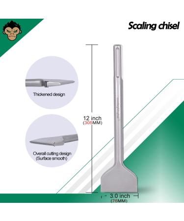 Monkey King Bar 12INCH SDS Max Bits Set - 3 pcs Rotary Hammer Drill Chisel Bits for Drilling - Point, Scaling, Flat Chisels - 11 INCH - Buy Online on GoSupps.com