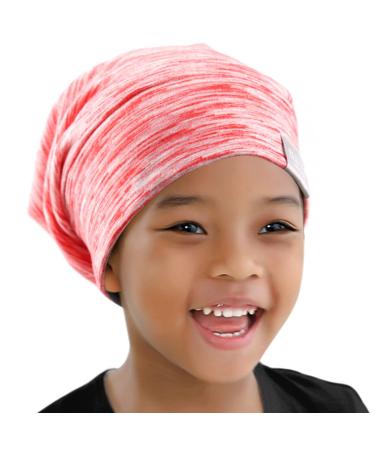 ELIHAIR Kids Beanie Sleep Hats Bonnet for Night Sleeping Cap Silky Lined Satin Bonnet with Adjustable Elastic Band for Teens Toddler Child Natural Curly Frizzy Hair Cover(Poppy Red) Kids Poppy Red