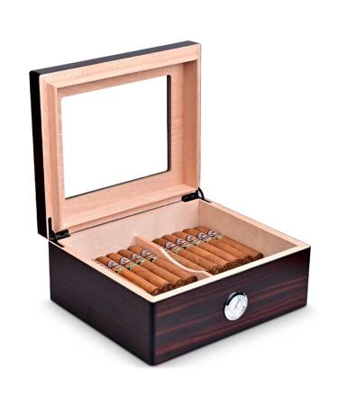Cigar Boxs Humidors Cigar Humidors Glass Top Handcrafted Cestorage Box with Humidifier and Hygrometer Cigar Case Holds up to 50 Cigars Men A 25.8X21.8X10.6Cm
