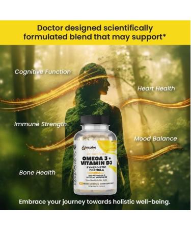 GINSPIRE NUTRITION Dr. Seinfeld Vegan Algae Omega 3 and Vitamin D3 Supplement for Men and Women 90Ct - Buy Online on GoSupps.com