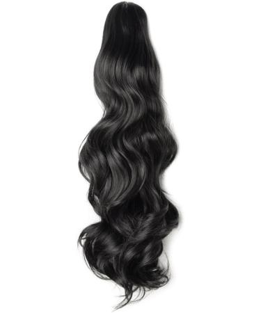Claw Clip Ponytail Hair Extension - 18 Wavy Dark Black Synthetic Hairpiece - Buy Online on GoSupps.com