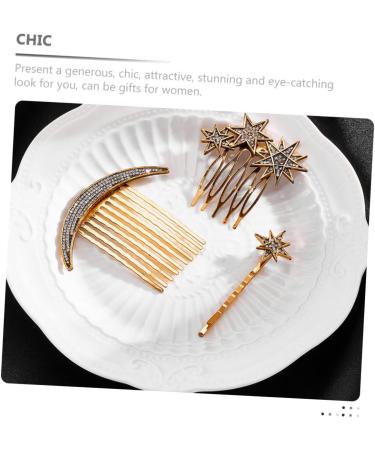 Healeved 1 Set Star Moon Hairpin Hair Decorations Wedding Hair Clip Hair Accessories for Bride Rhinestone Trim Hair Side Clip Comb Bride Hair Clip Hair Jewelry Side Combs for Women Alloy - Buy Online on GoSupps.com
