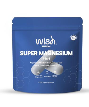 Magnesium Glycinate 7 in 1-2400mg Magnesium Supplements to Support Stress Relief Sleep Heart Health Nerves Muscles and Metabolism* - with Magnesium Citrate Malate L-Threonate - 120 Capsules
