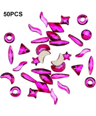 dijiusidy 50 Pieces Glass Crystal Set Eye-catching Personalized Nail Art Rhinestones DIY Handcraft Manicure Accessories for Card Making Rose Red - Buy Online on GoSupps.com