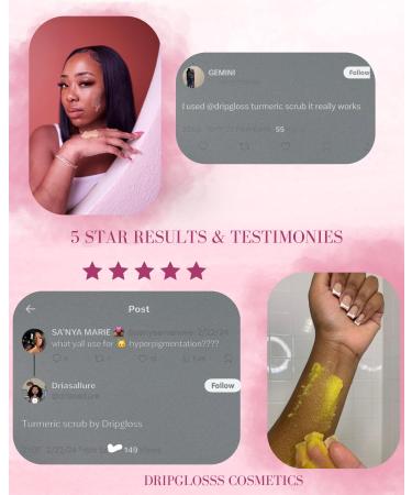 Dripglosss Brighten Me Scrub Turmeric Sugar Scrub for Bikini Line & Inner Thighs Fades Dark Spots Ingrown Hairs & Discoloration Gentle Exfoliant for Sensitive Skin (8 oz) - Buy Online on GoSupps.com