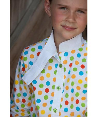 Huntley Equestrian Daisy Clipper Children's Polka Dot Long Sleeve Riding Shirt - Size 6 - Buy Online on GoSupps.com