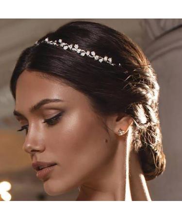 Zoestar Rhinestone Wedding Headband Silver Crystal Headbands Bridal Leaf Hairband Headpiece Sparkly Party Hair Accessories for Women - Buy Online on GoSupps.com