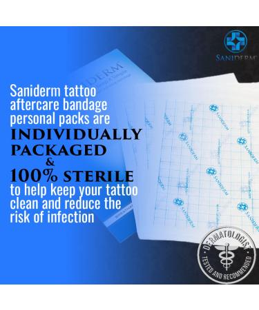 Saniderm Tattoo Aftercare Bandage - Waterproof & Breathable - 3 Pre-Cut 6x8 Inch Sheets - Buy Online on GoSupps.com
