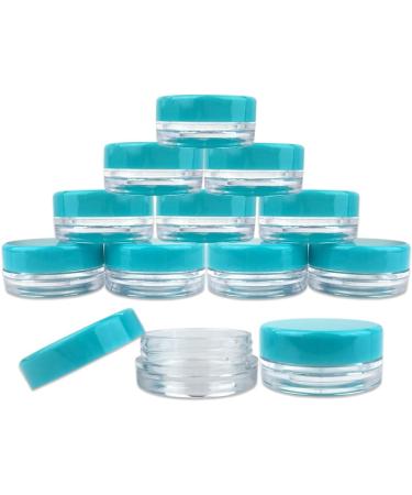 150 Clear 3G/3ML Round Jars with Teal Blue Lids Perfect for Scrubs Oils Creams & More | BPA Free | International Shipping Available - Buy Online on GoSupps.com