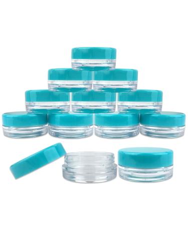 Beauticom 200 Clear Jars with Teal Lids - 3G/3ML BPA Free for Scrubs Oils Creams & Makeup Samples - International Shipping Available - Buy Online on GoSupps.com