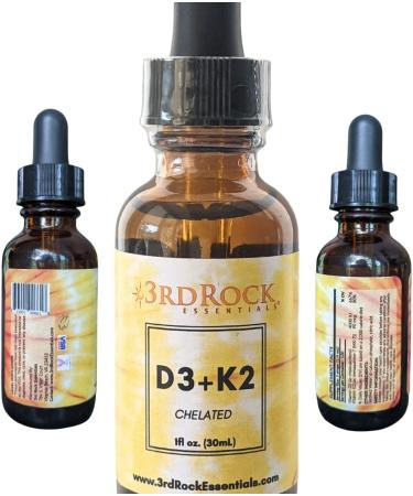3rd Rock Essentials Vitamins D3 K2 | Chelated Liquid Vitamin Supplement Drops | Vitamin D3 | Vitamin K2 | Support Calcium Absorption Strong Bones Healthy Heart | Vegan | Gluten Free | 1 Fl Oz - Buy Online on GoSupps.com