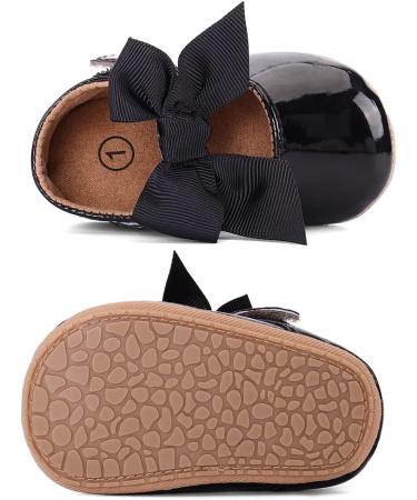 LACOFIA Baby Girls Anti-Slip First Walking Shoes - Infant Bowknot Mary Jane Princess Party Shoes - Size 3-6 Months - Black - Buy Online on GoSupps.com