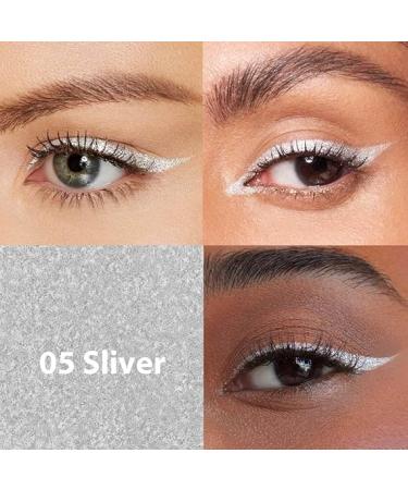 Colorful Gel Glitter Eyeliner Waterproof Pearl Eyeshadow Metallic Glitter Eyeliner for Women Eyeliner and Eyeshadow Eye Makeup (05 Silver) - Buy Online on GoSupps.com
