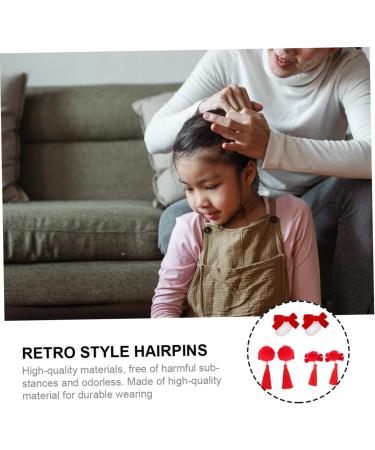 minkissy 3 Pairs new year hairpin girl hair accessories hair clip bow hair clips bowknot hair clip New Year Headdress red barrettes Stylish Hair Clips fabric - Buy Online on GoSupps.com