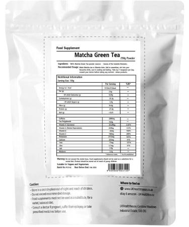 250g UKHealthHouse Japanese Matcha Green Tea Powder - Premium Grade - Tea Produced in Japan Use for Drinking Cooking Baking Smoothie Making & with Milk Vegan - Buy Online on GoSupps.com