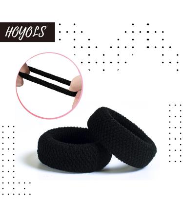 Hoyols Large Thick Hair Ties - Black Seamless Cotton Stretch Ponytail Holders for Women/Men - 7 Count - Buy Online on GoSupps.com