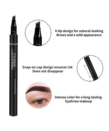 Boobeen Waterproof Liquid Eyebrow Pen | Microblading Pencil for Natural Makeup - Dark Brown - Buy Online on GoSupps.com