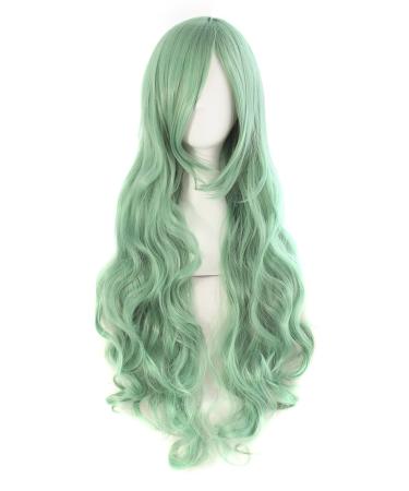 MapofBeauty 32" Long Hair Spiral Curly Cosplay Costume Wig (Celadon Green)