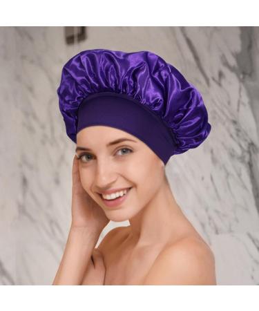Satin Hair Towel Wrap | Luxurious Anti Frizz Satin Towel - Satin Hair Towel for Women Anti Frizz Satin Towel Protective Hair Turban Wrap for Most Hair Types Purple - Buy Online on GoSupps.com