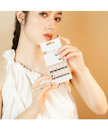 French False Nails - Short False Nails French Tip False Nails - 30PC 15 Sizes Black French Tip Nails Acrylic Full Cover Short Fake Nails Tips Press on Nails with Glue Jelly Gel Black Tips Warm Nail - Buy Online on GoSupps.com