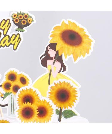Sunflower Cake Decoration Flower Cake Toppers Picks Summer Happy Birthday Party Supplies for Birthday Cake Decorating Tools(Set of 7) - Buy Online on GoSupps.com