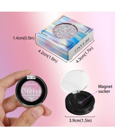 DE'LANCI Glitter Eyeshadow Palette - Bright Duochrome Sparkle, Vegan & Cruelty Free Single Shades in Pink/Cyan Green - 2G Peachy Girl - Buy Online on GoSupps.com