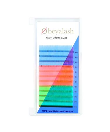 Neon UV Colored Eyelash Extension Color Lash Extensions Glow Under UV Light Black Light Color Eyelash Extensions Colorful Lash Extensions Neon Pink Green Blue Mixed ( 0.07 D 14mm) 0.07D 14mm Neon Color Mix