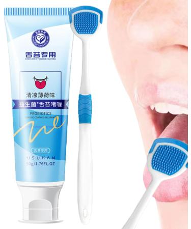 Rosixehird Natural Organic Tongue Cleaning Gel with Ergonomic Brush | Freshens Breath Removes Stains & Deposits | International Shipping - Buy Online on GoSupps.com