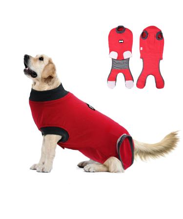 Duuclume Professional pet recreational suit body suit after the Operation Dog Onesie Cone Alternative Spay Castration Suit surgical recreational suit - for bitches (red/s) s red