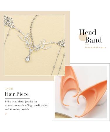 Jovono Boho Headchain with Fairy Elf Ears Silver Headpieces Festive Costume Hair Accessories for Women and Girls - Buy Online on GoSupps.com