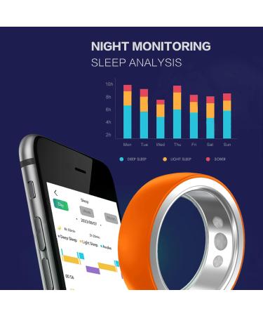 Smart Ring Health Fitness Tracker for Women & Men Continuously Records Sleep Quality Heart Rate Temperature Blood Oxygen and Pedometer Gift 10 Orange - Buy Online on GoSupps.com