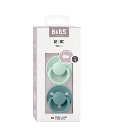 BIBSE de Lux Schnuller 2-Pack | BPA-Free Cherry Shape Nipple | Natural Rubber/Latex | Made in Denmark | 0-6 Months | Nordic Mint & Island Sea - Buy Online on GoSupps.com