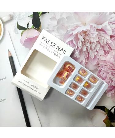 Lemon Summer Fruit Design Short Square Fake Nails - 24Pcs - Buy Online on GoSupps.com