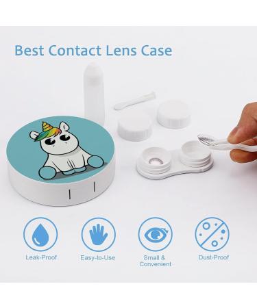 Cutest Unicorn Round Case For Contact Lens Kit Storage Box with Mirror Printed - Buy Online on GoSupps.com
