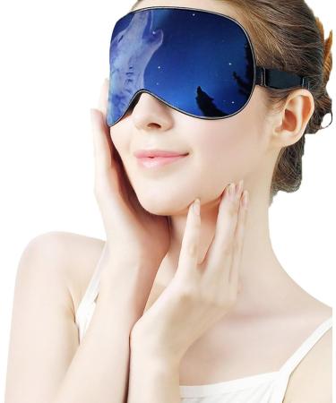 Wolf Howling Starry Sky Sleep Mask - Adjustable Blindfold for Night Travel and Nap - Buy Online on GoSupps.com