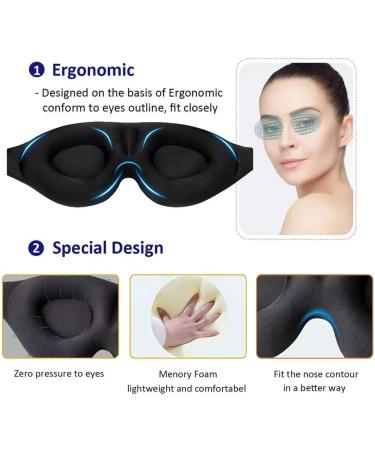 Dreamy Sleeper 3D Contoured Sleeping Mask - Memory Foam, Concave Molded Design, Ideal for Travel, Yoga, Naps - Eliminate Light for Comfortable Night Sleep - Buy Online on GoSupps.com