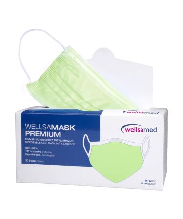 Wellsamed Wellsamask 50 pieces medical face mask Type IIR with elastic band single colour (Lime) Lime 1 piece (pack of 50)