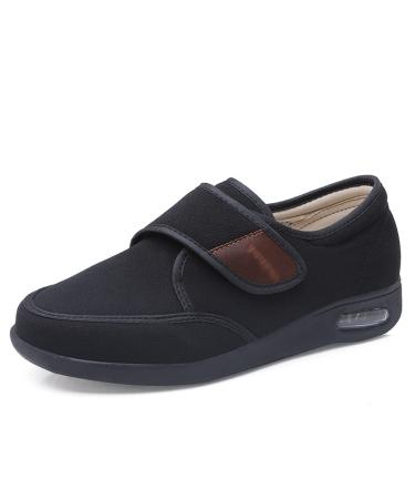 MisFun Men's Diabetic Slippers Lightweight Breathable Mens Diabetic Edema Shoes Plus Fertilizer Widening Arthritis Edema Swollen House Shoes for Swollen Feet Plantar Fasciitis 6.5 Black