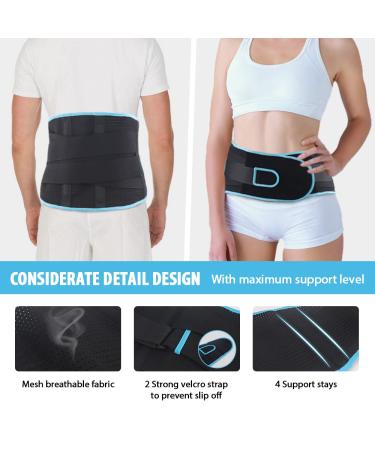 Newgo Back Bandage Support Belt for Men & Women | 4 Strut Lumbar Stabilizer | Relieve Back Pain & Prevent Injuries - Black - Buy Online on GoSupps.com