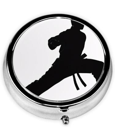 Karate Men Round Pill Box | 3 Compartment Mini Travel Organizer | Portable Medicine & Vitamin Holder - Buy Online on GoSupps.com