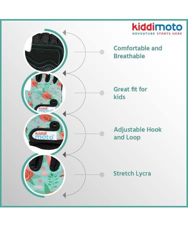 KIDDIMOTO Children's Fingerless Cycling Gloves for Boys & Girls - Floral Design - Size M (4-8 Years) - Perfect Kids Bike Gloves - Buy Online on GoSupps.com