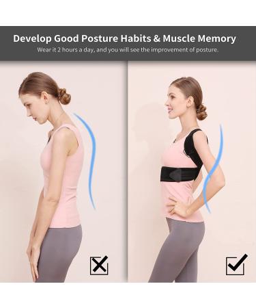 Hameisen Posture Corrector for Women and Men - Upper Back Straightener with Strong Elastic Straps and Double Support Bars for Improved Posture and Pain Relief - Black | Size L - Buy Online on GoSupps.com