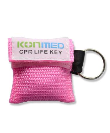 KONMED 20pcs/pack CPR Face Shield CPR Mask First Aid Keychain Keyring (Pink) Rose