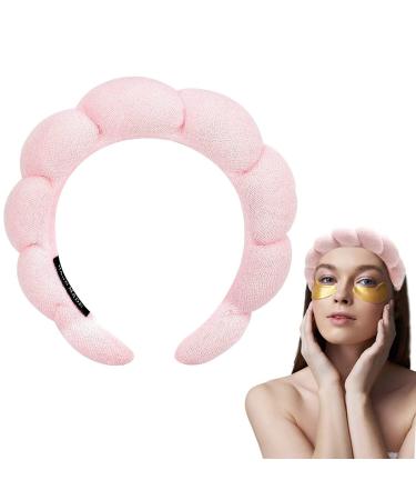 ASUGER Skin Care Bubble Headband for Washing Face  Makeup Headband  Soft and Comfortable  Suitable for Washing Face  Makeup Removal  Shower (Pink)