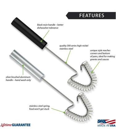 Rada Cutlery Stainless Steel Wire Kitchen Whisk - 9-3/8 Inches, Black Handle - Buy Online on GoSupps.com