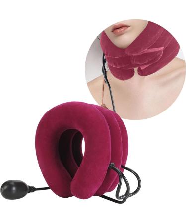 Milageto 3 Layer Neck Stretcher Support Inflatable Soft Relieving Fatigue Traction Equipment Neck Pillow for Travel The Seniors Adults rose red - Buy Online on GoSupps.com