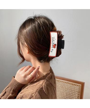 xbiez Valentine's Day Hair Clips Large Heart Hair Claw Clip Non-Slip Cute Strong Hold Catch Barrettes Hair Styling Tool A30 - Buy Online on GoSupps.com