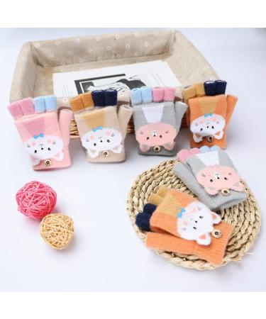 Toddler Kids Puppy Flip Top Half Finger Gloves for Ages 3-8 - Cat/Grey - Buy Online on GoSupps.com